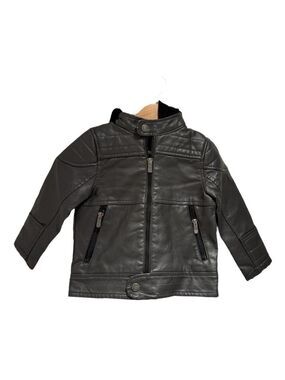 URBAN REPUBLIC black faux leather bomber jacket - size 24 months